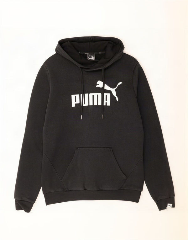 Puma Womens Graphic Hoodie Pullover UK 12 Mittelschwarze Baumwolle