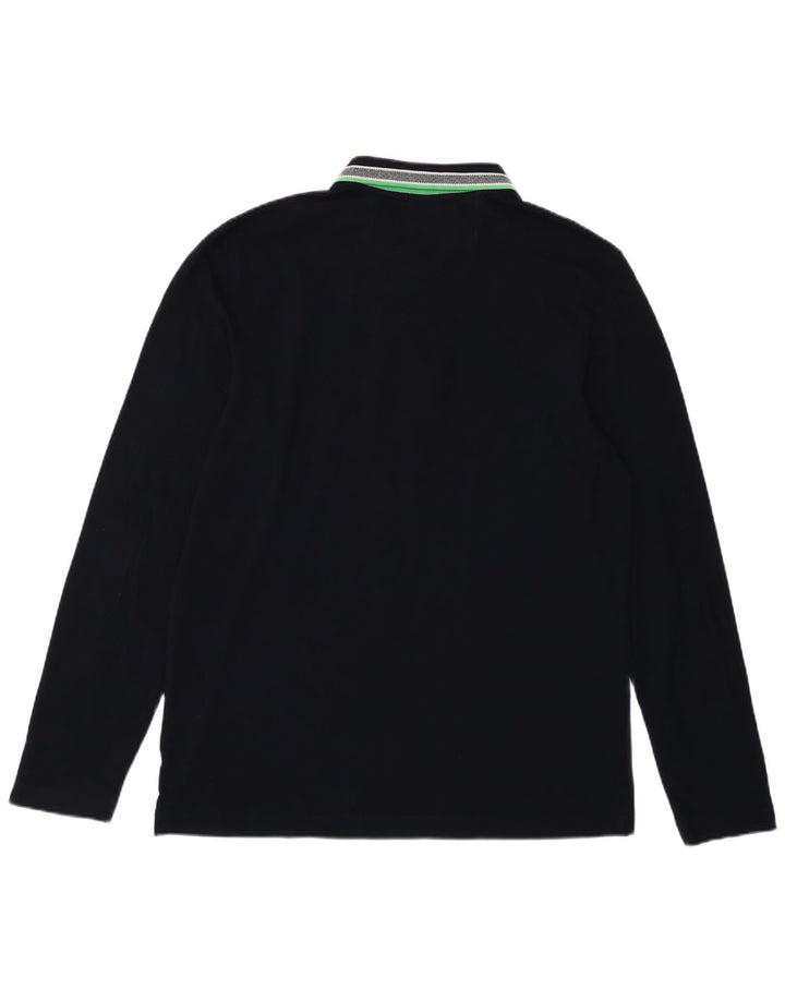 Hugo Boss Herren-Langarm-Poloshirt mit normaler Passform, große marineblaue Baumwolle