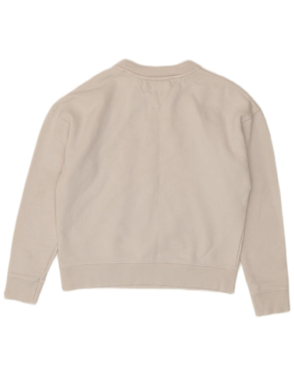 Tommy Hilfiger Damen Crop Graphic Sweatshirt Pullover UK 10 Small Weiß