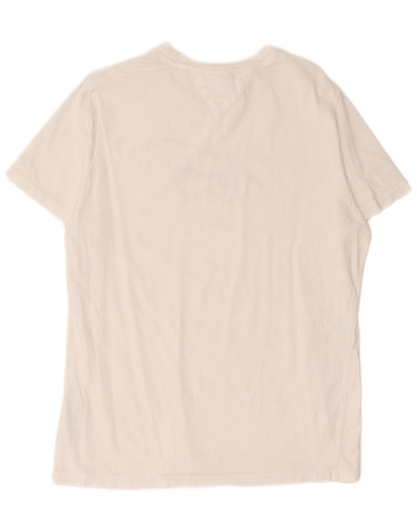 Tommy Hilfiger Mens Regular Fit Graphic T-Shirt Top Large White Cotton