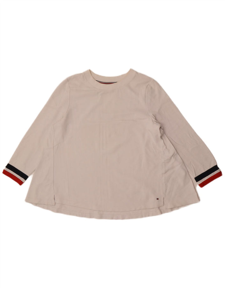 Tommy Hilfiger Damen-Top mit 3/4-Ärmeln, UK-Größe 10, Größe S, weiß gestreift