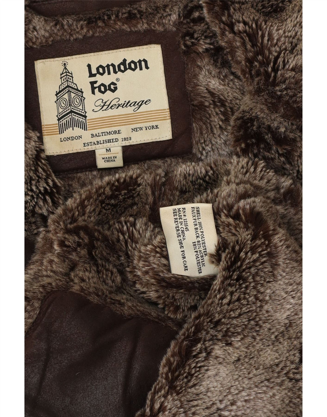 London Fog Herren Heritage Sherpa Jacke UK 38 Mittelbraunes Acryl