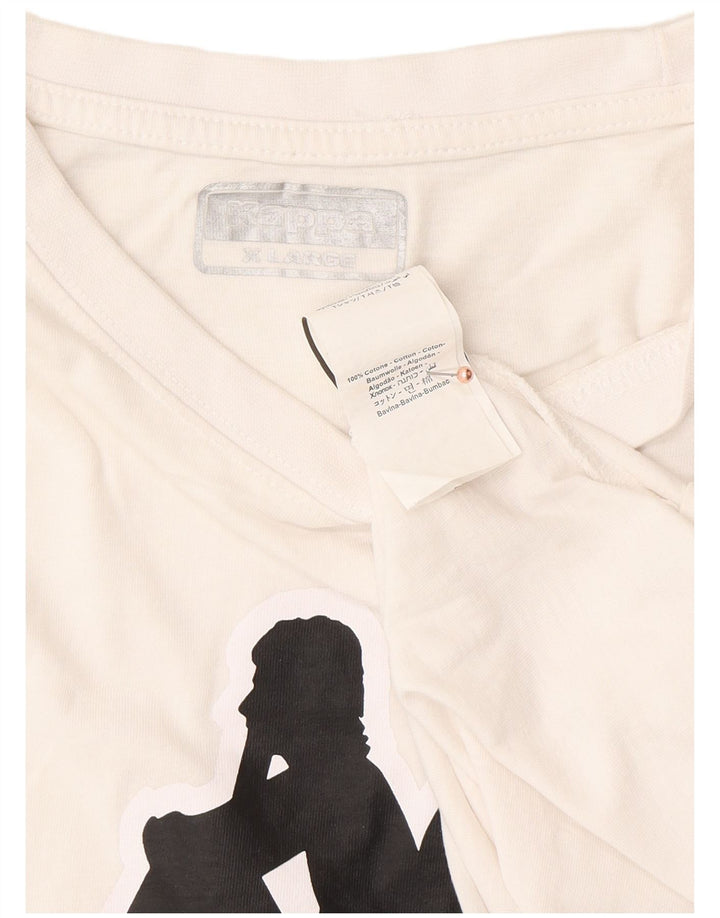 KAPPA Herren Grafik-T-Shirt-Oberteil XL aus weißer Baumwolle