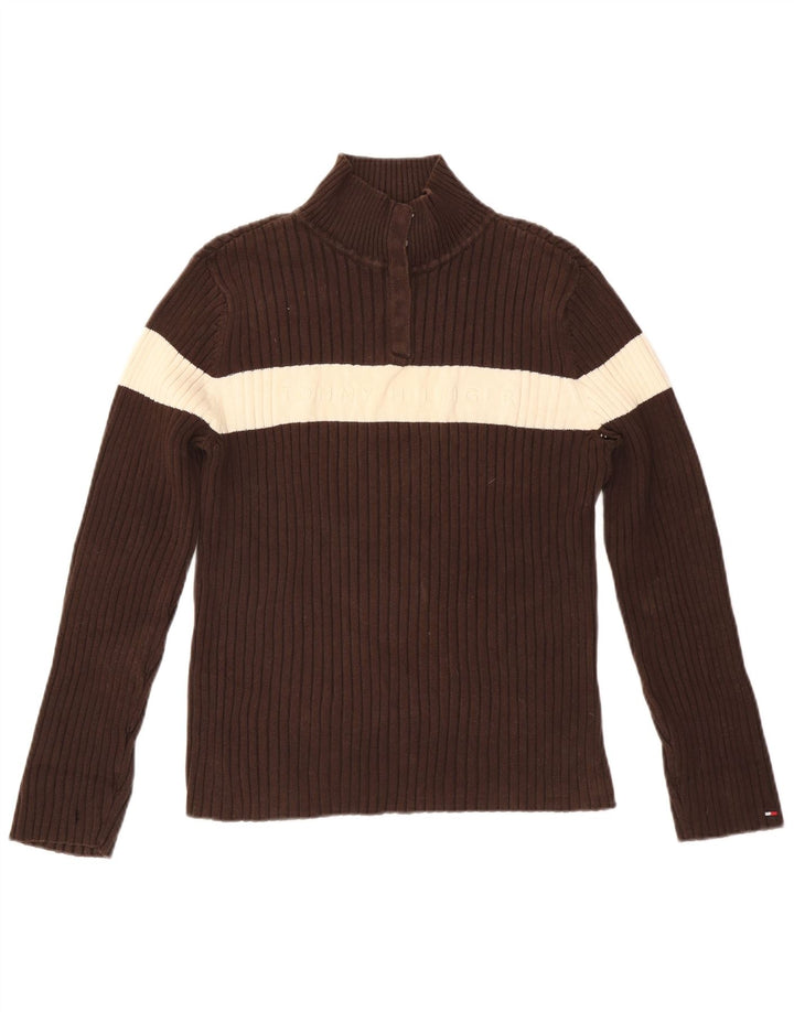 TOMMY HILFIGER Damen-Pullover mit Knopfkragen, Gr. 18, XL, Braun
