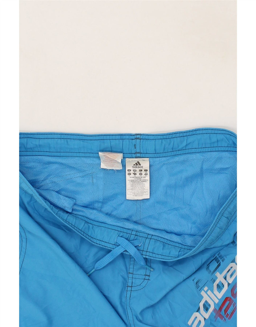 ADIDAS Boys Graphic Sport Shorts 15-16 Years Blue Polyester Vintage Adidas and Second-Hand Adidas from Messina Hembry 