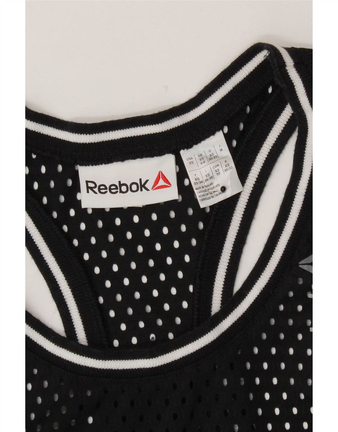 Reebok Damen See Through Graphic Vest Top UK 4/6 XS Schwarz Polyester