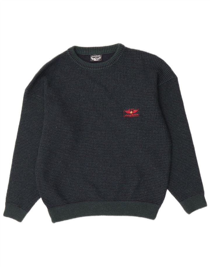 Vintage Herren Pullover mit Rundhalsausschnitt IT 48 Small Green