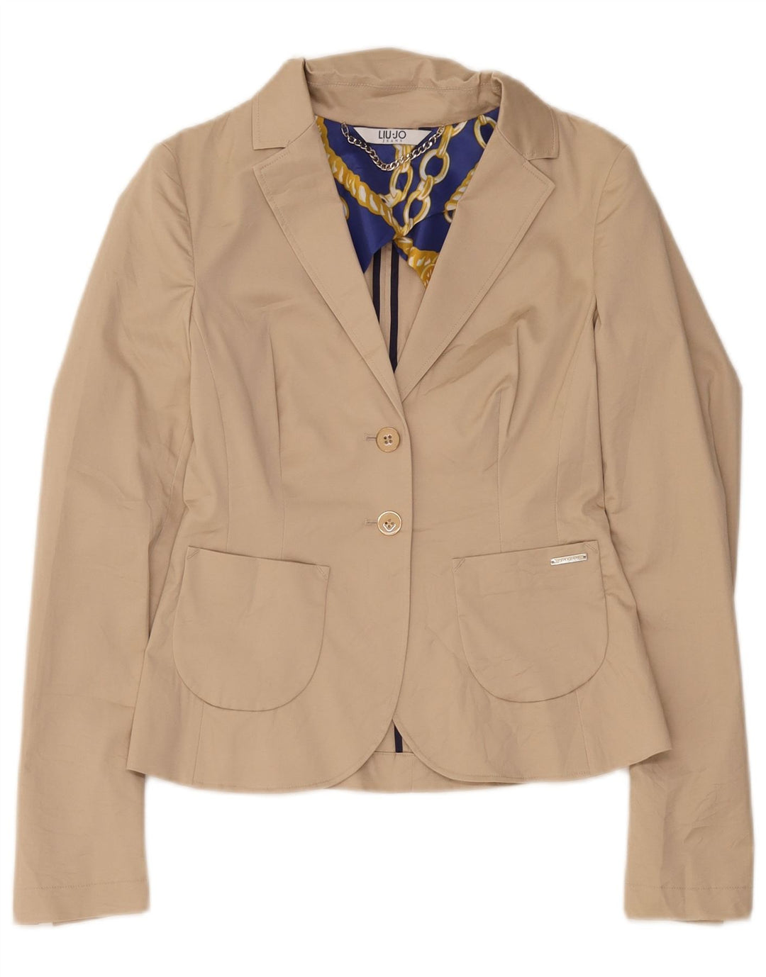 Liu Jo Damen-Blazer mit 2 Knöpfen, IT 42, mittelbeige Baumwolle