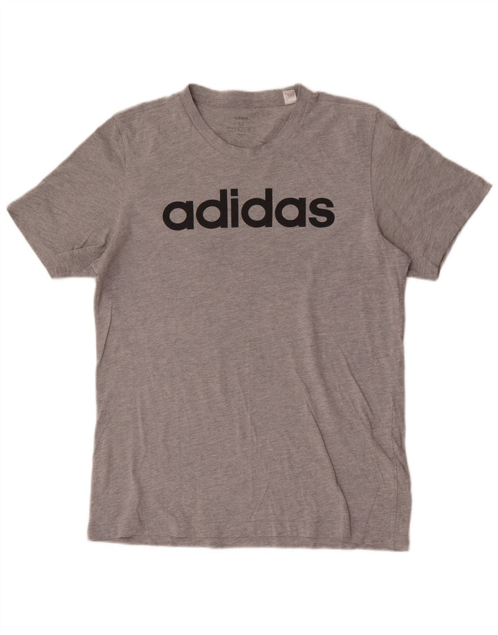 Adidas Herren Grafik-T-Shirt aus mittelgrauer Baumwolle