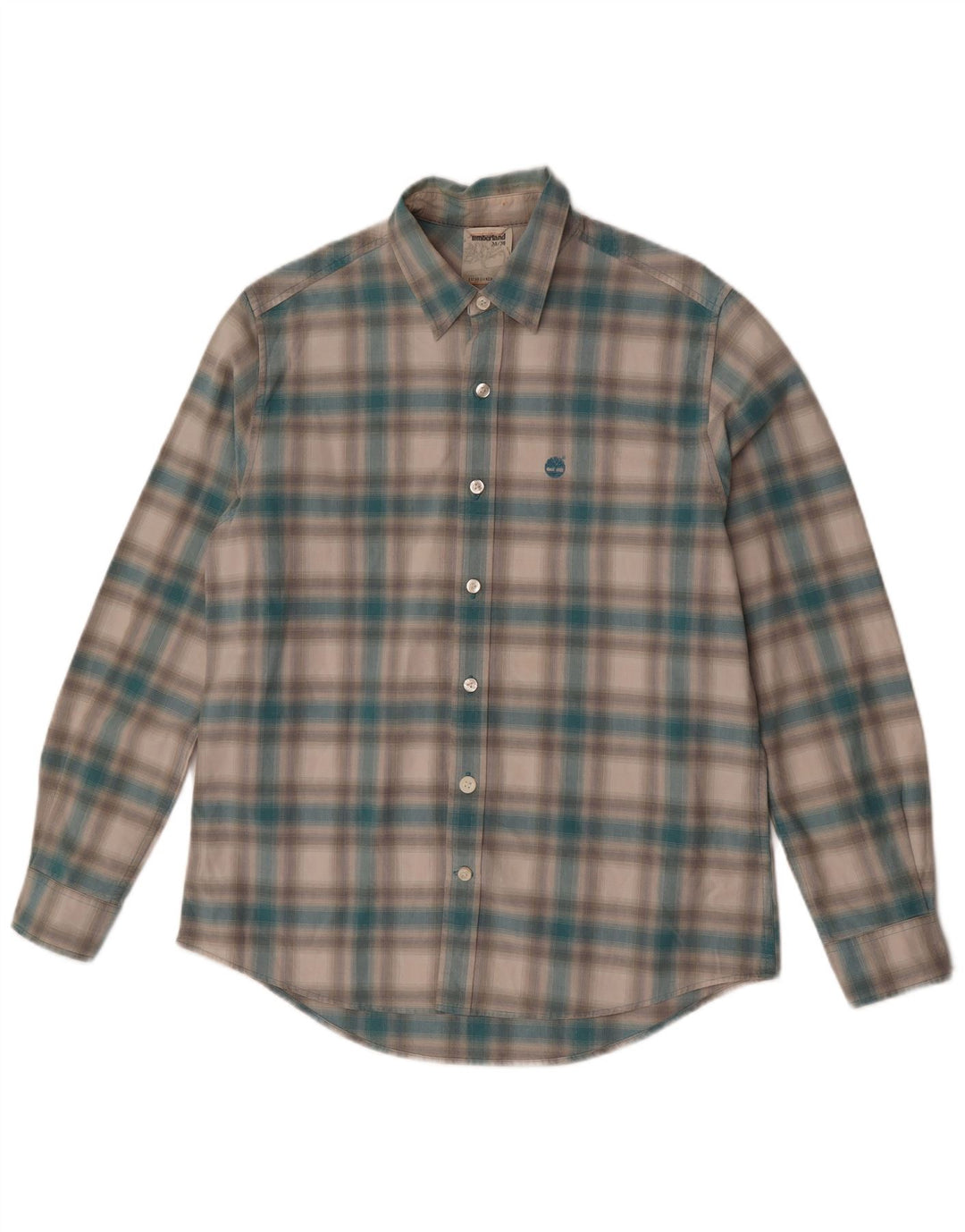Timberland Herrenhemd aus mittelblauer Karo-Baumwolle