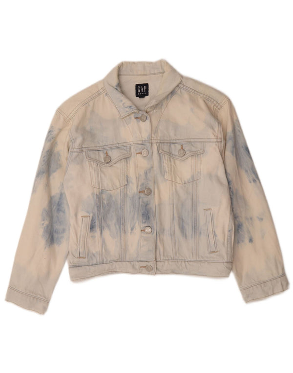 Gap Damen Crop Denim Jacke UK 6 XS Blaue Batik-Baumwolle