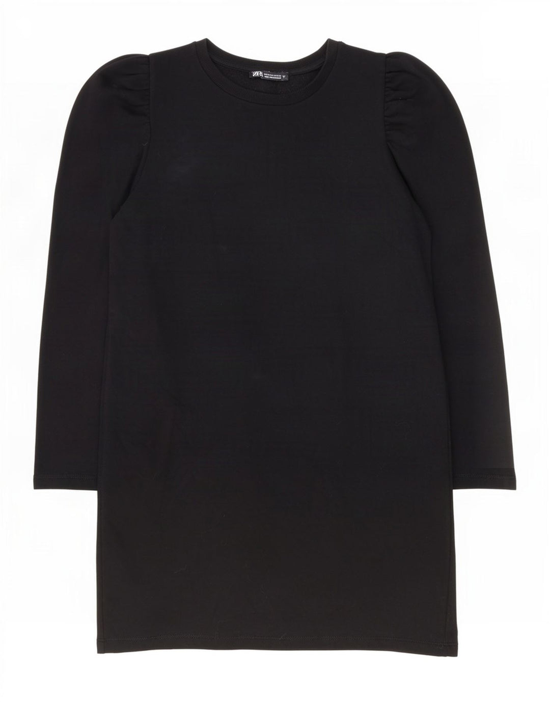 Zara Damen Langarm-Etuikleid UK 14 Mittelschwarze Baumwolle