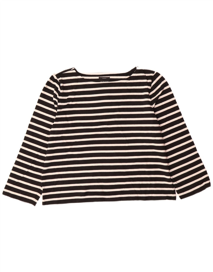 J. CREW Damen-Oberteil mit klassischer Passform, 3/4-Ärmel, UK 18, XL, schwarz gestreift, Baumwolle