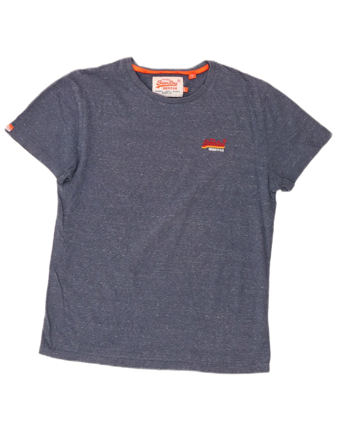 Superdry Herren-T-Shirt-Oberteil, groß, blau gefleckte Baumwolle