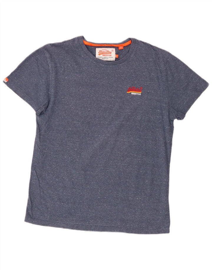 Superdry Herren-T-Shirt-Oberteil, groß, blau gefleckte Baumwolle