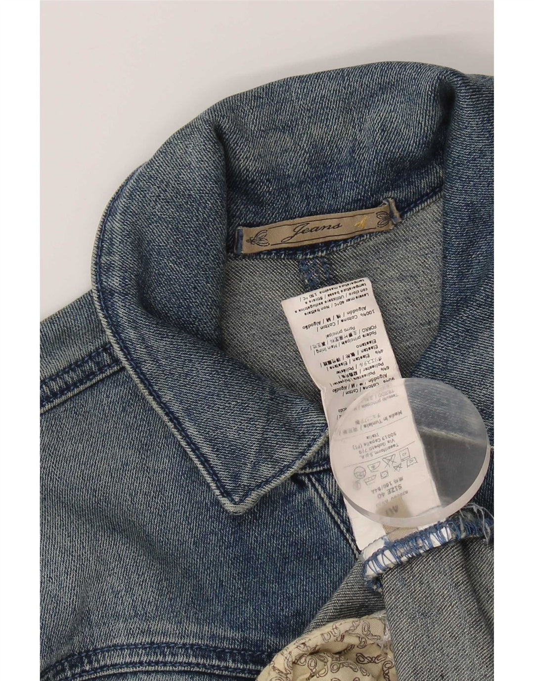 Vintage Damen Crop Jeansjacke IT 40 Kleine blaue Baumwolle