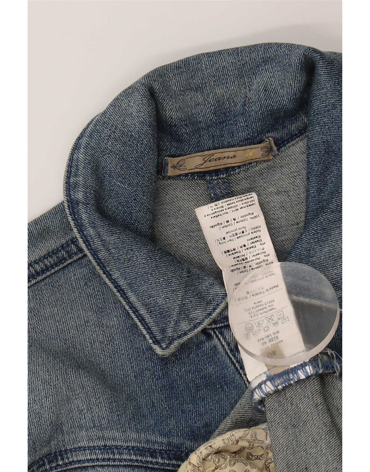 Vintage Damen Crop Jeansjacke IT 40 Kleine blaue Baumwolle