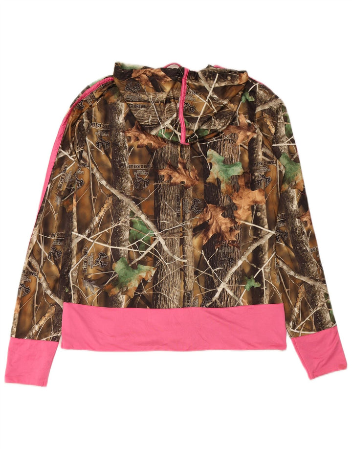 LONGLEAF CAMO Damen-Kapuzenpullover mit Reißverschluss, UK 14, Mittelbeige-Tarnung