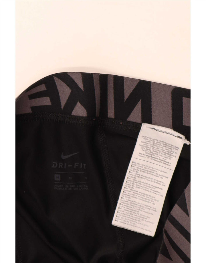 Nike Damen Dri Fit Graphic Leggings UK 14 Mittelschwarzes Polyester