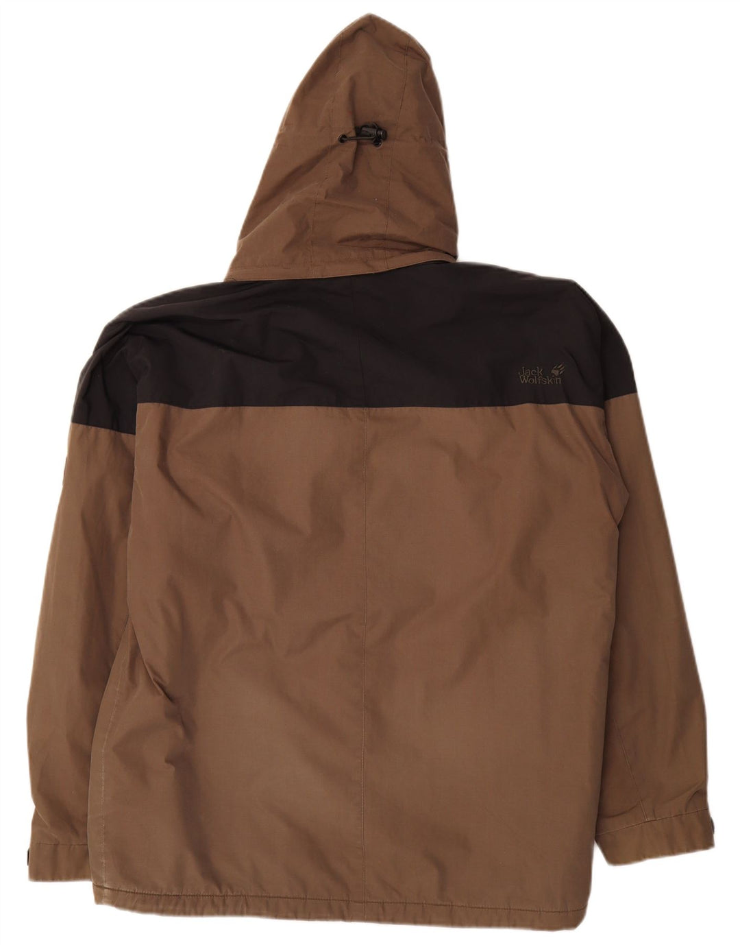 Jack Wolfskin Herren-Windbreakerjacke mit Kapuze, UK 38, mittelbraun, Farbblock