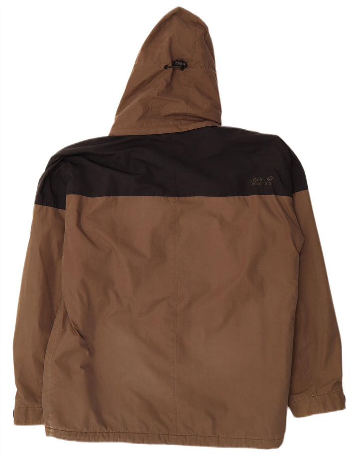Jack Wolfskin Herren-Windbreakerjacke mit Kapuze, UK 38, mittelbraun, Farbblock