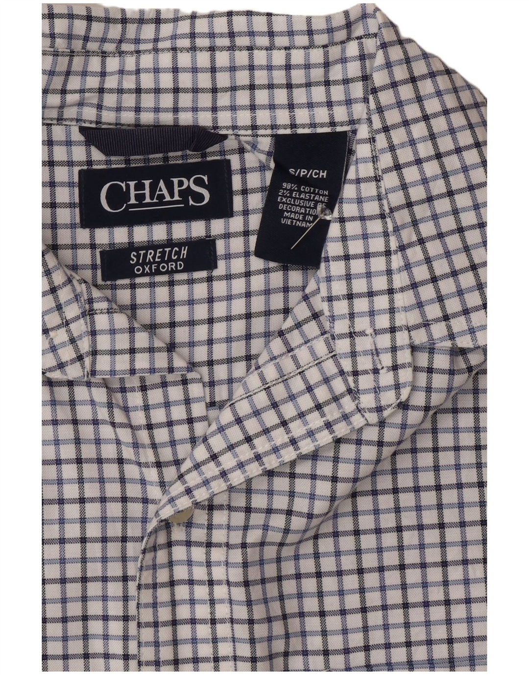 Chaps Herren-Oxford-Hemd, klein, weiß kariert, Baumwolle