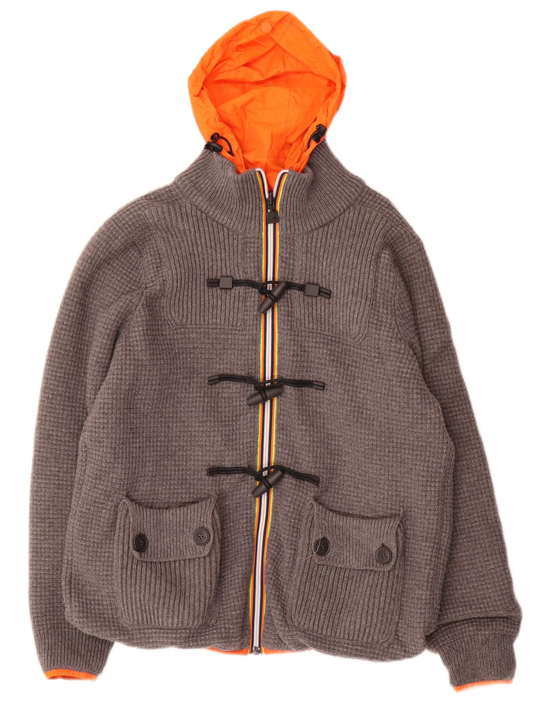 K-WAY Herren Kapuzen-Wendejacke UK 36 Small Grau Polyamid