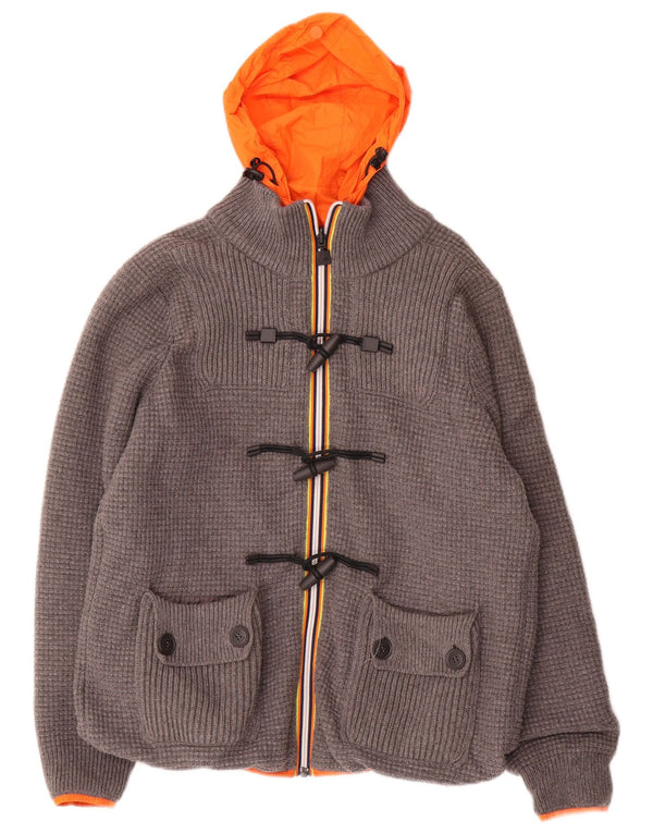 K-WAY Herren Kapuzen-Wendejacke UK 36 Small Grau Polyamid