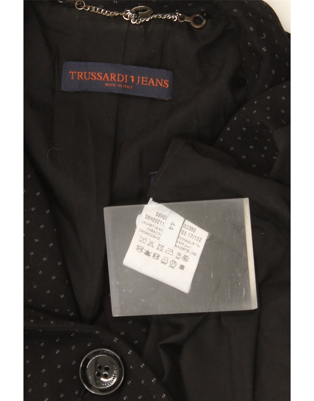 TRUSSARDI JEANS Damen 1-Knopf-Blazer-Jacke IT 44 Mittelschwarz gefleckt