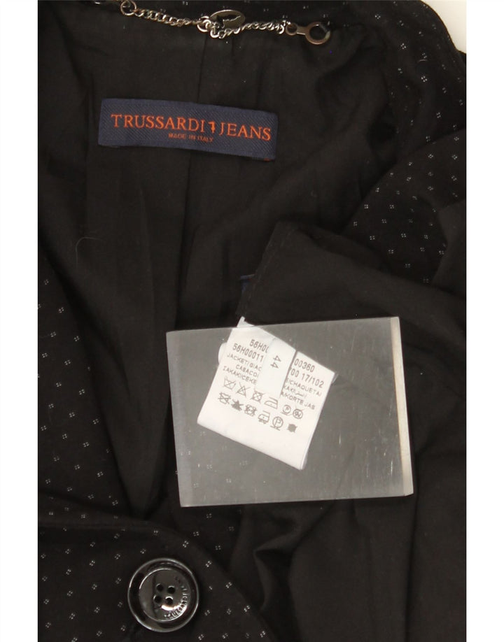 TRUSSARDI JEANS Damen 1-Knopf-Blazer-Jacke IT 44 Mittelschwarz gefleckt