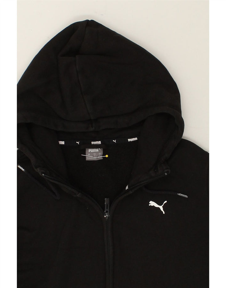 PUMA Womens Zip Hoodie Sweater UK 10 Small Black Cotton | Vintage Puma | Thrift | Second-Hand Puma | Used Clothing | Messina Hembry 