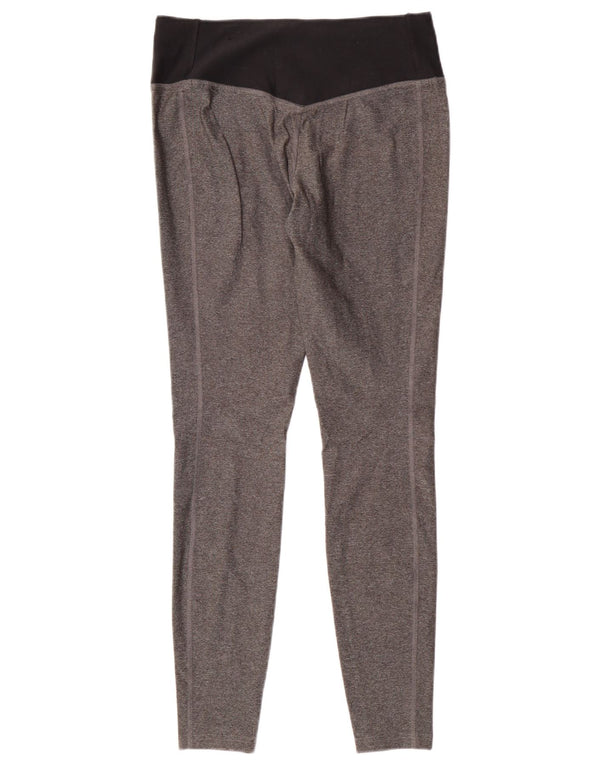 NIKE Damen Dri Fit Leggings UK 12 Mittelgraues Colourblock-Polyester