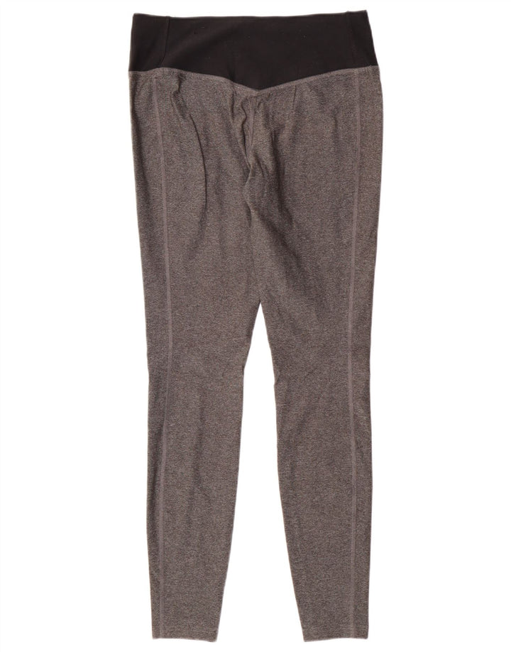 NIKE Damen Dri Fit Leggings UK 12 Mittelgraues Colourblock-Polyester