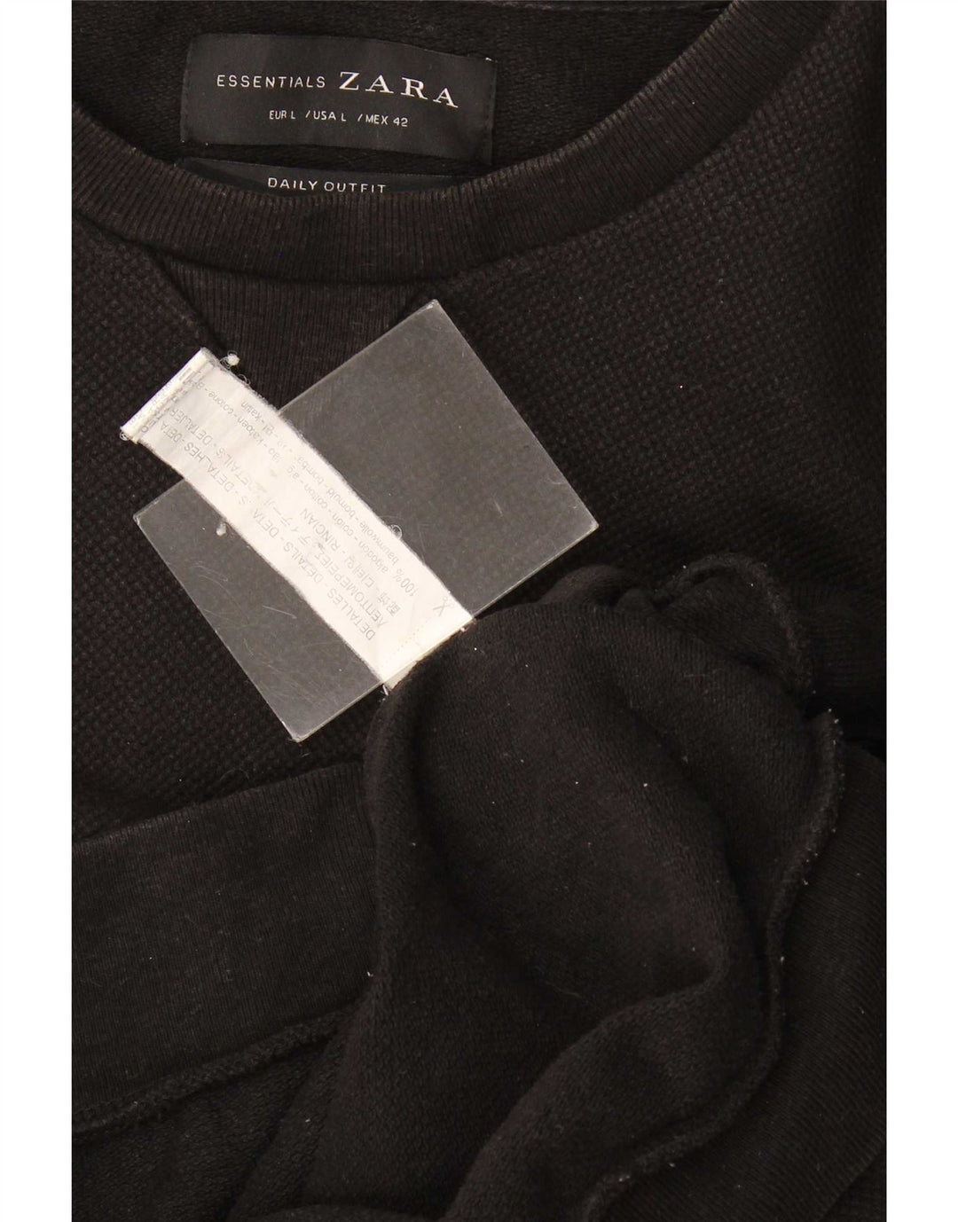 Zara Herren-Sweatshirt-Pullover, große schwarze Baumwolle