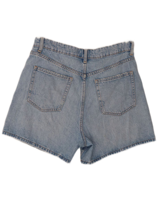 Zara Damen-Jeansshorts mit hoher Taille, EU 40, Mittel W30, blaue Baumwolle
