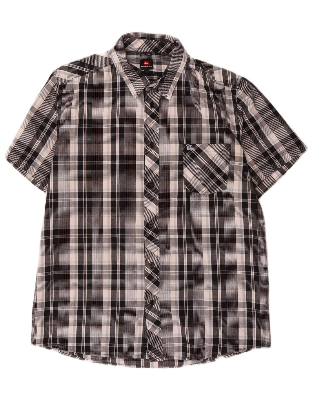 Quiksilver Herren-Kurzarmhemd, groß, schwarz, kariert, Baumwolle