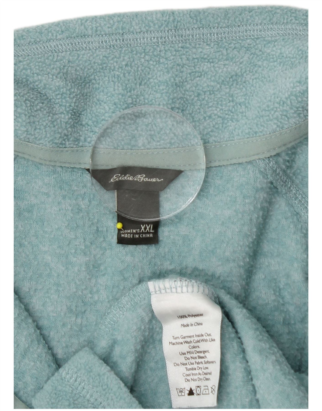 EDDIE BAUER Damen-Fleecepullover mit Reißverschluss am Hals, UK 20 2XL, türkisfarbenes Polyester