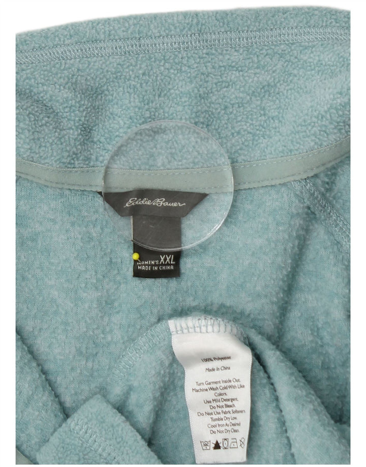 EDDIE BAUER Damen-Fleecepullover mit Reißverschluss am Hals, UK 20 2XL, türkisfarbenes Polyester
