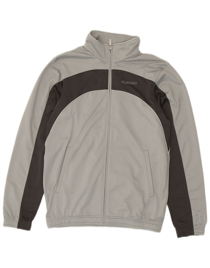 Reebok Herren-Trainingsanzug-Top-Jacke, klein, graues Colourblock-Polyester