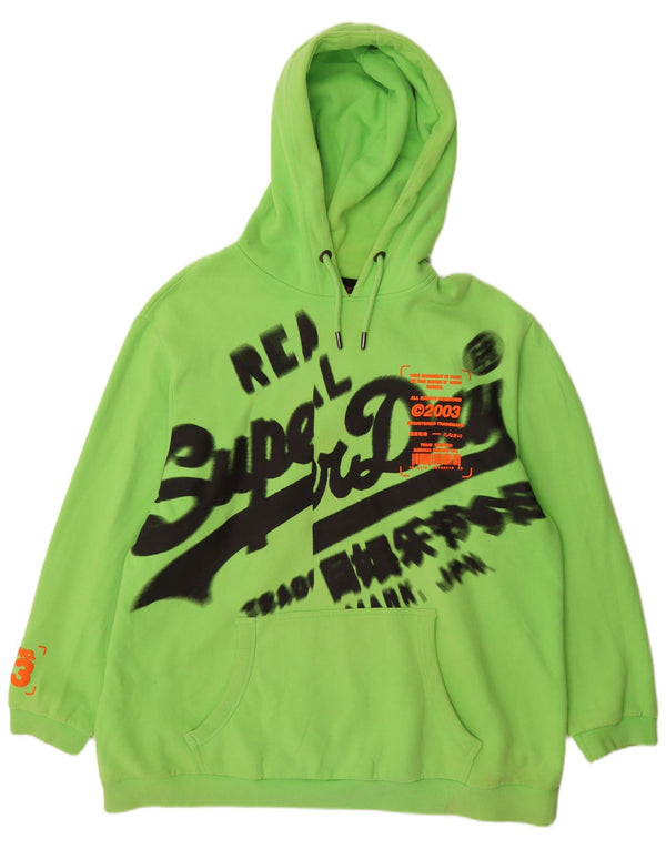 Superdry Herren-Kapuzenpullover mit Grafik, 3XL, grüne Baumwolle