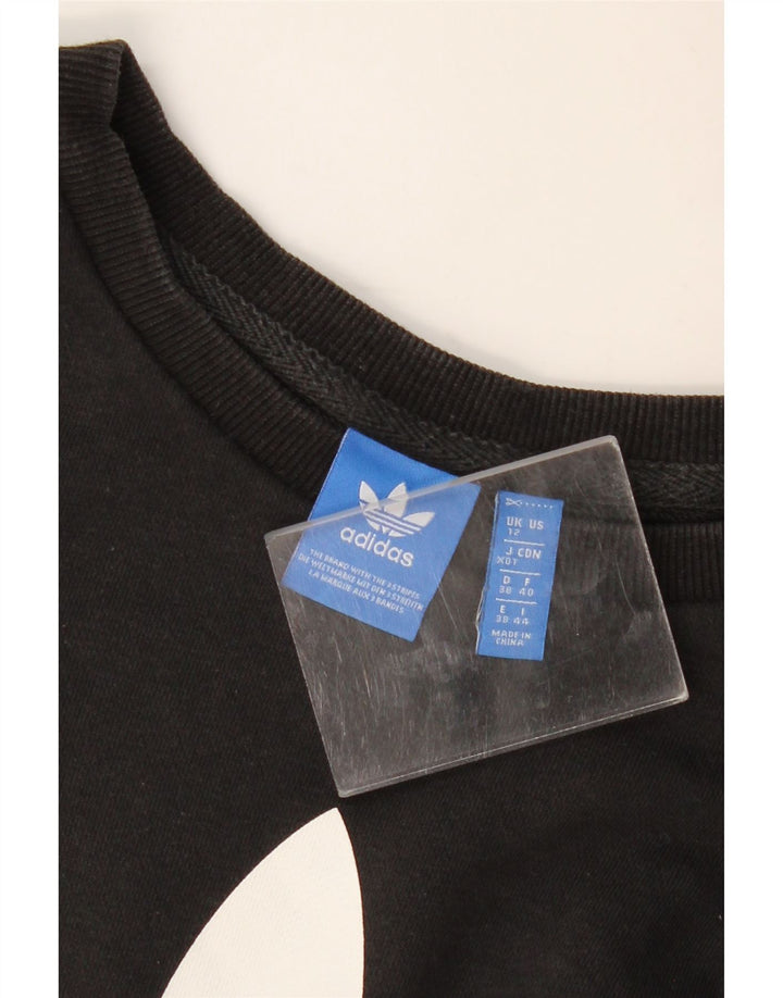 Adidas Damen Graphic Sweatshirt Pullover UK 12 Medium Schwarz