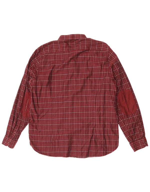 Ted Baker Herrenhemd, Größe 7 3XL, kastanienbraun karierte Baumwolle