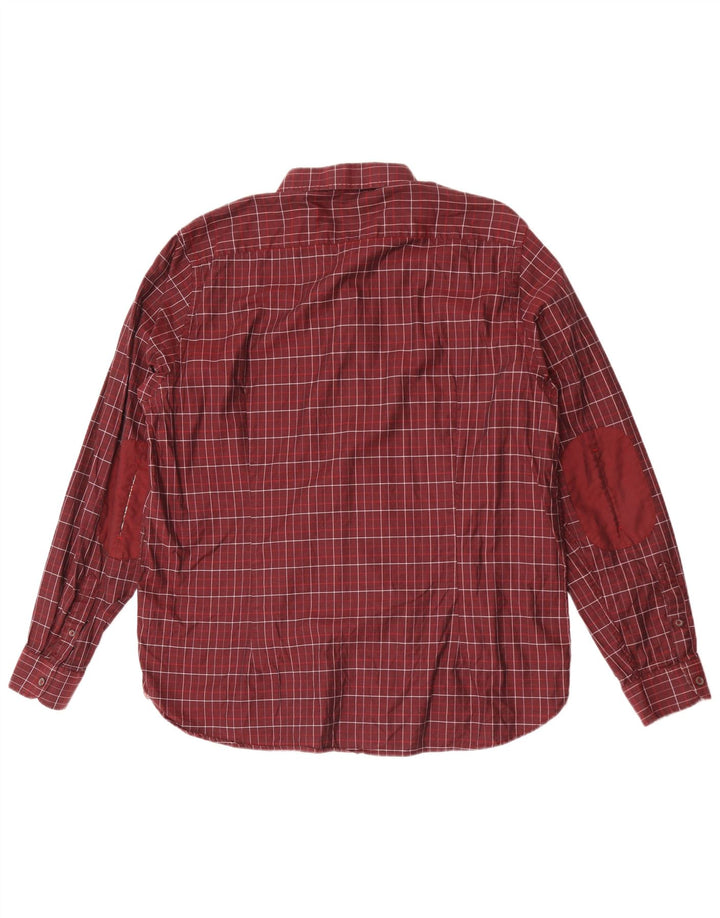 Ted Baker Herrenhemd, Größe 7 3XL, kastanienbraun karierte Baumwolle