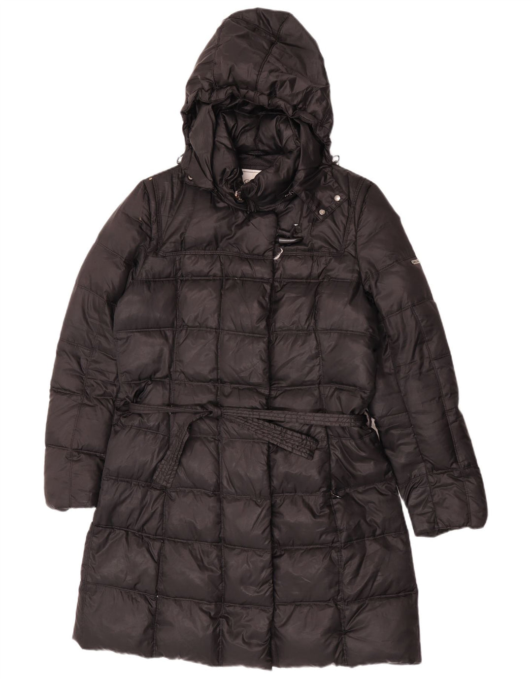 Geox Womens Respira Hooded Wattierter Mantel UK 14 Large Schwarz Polyester