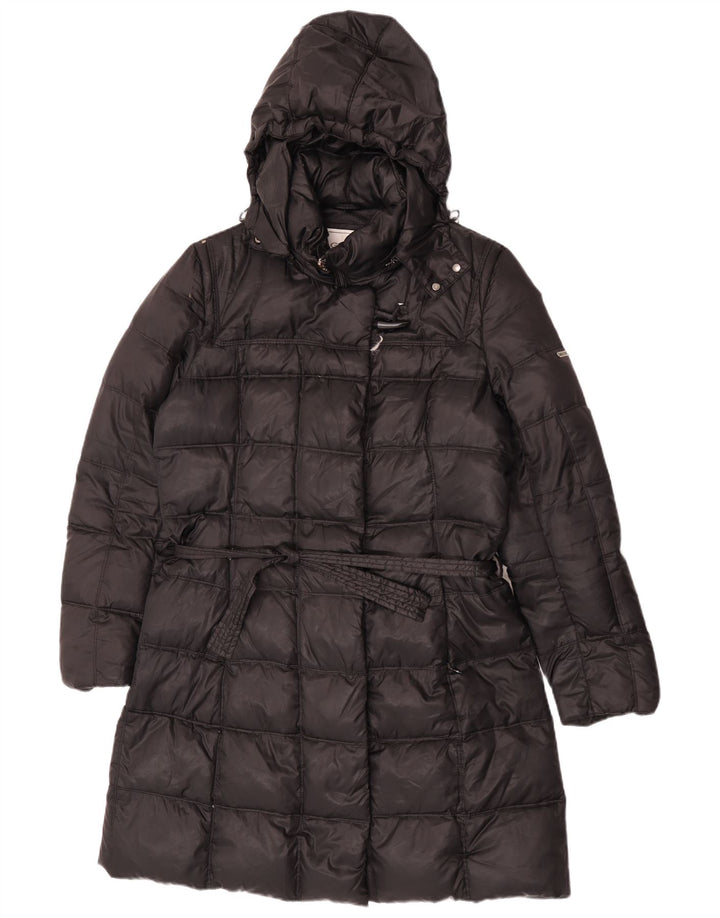 Geox Womens Respira Hooded Wattierter Mantel UK 14 Large Schwarz Polyester