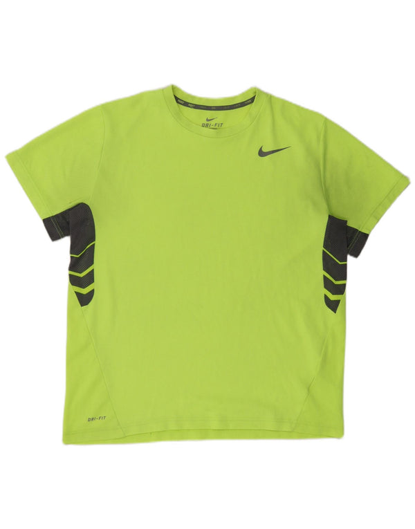 Nike Herren Dri Fit T-Shirt Top XL Grün Colourblock Polyester