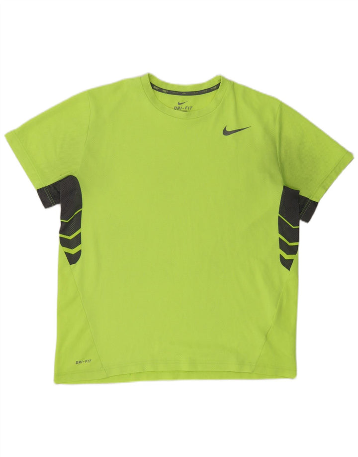 Nike Herren Dri Fit T-Shirt Top XL Grün Colourblock Polyester