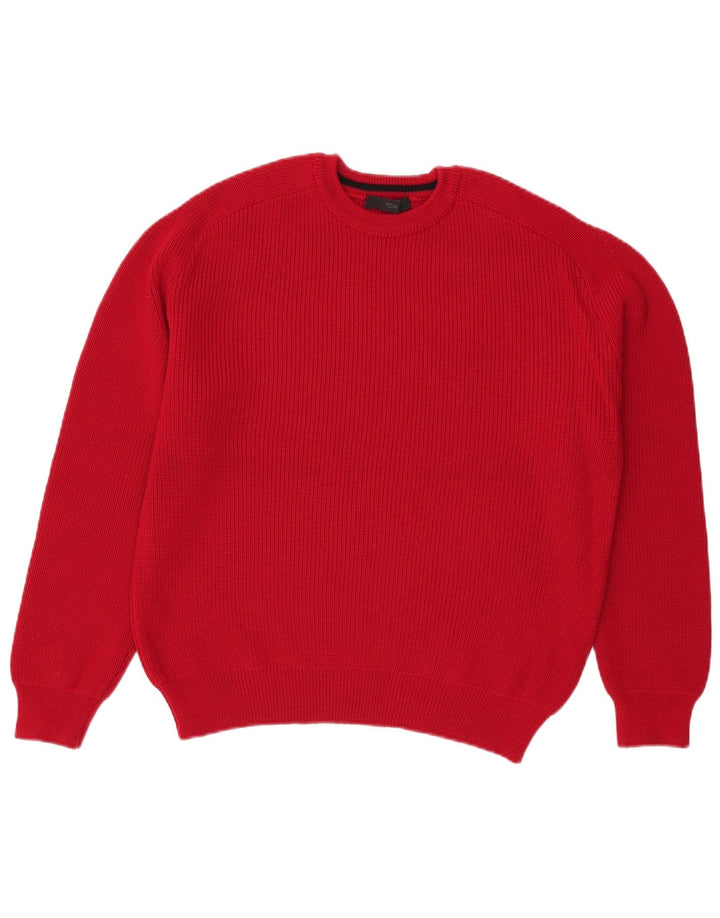 TCM Herren-Pullover mit Rundhalsausschnitt, groß, rote Wolle