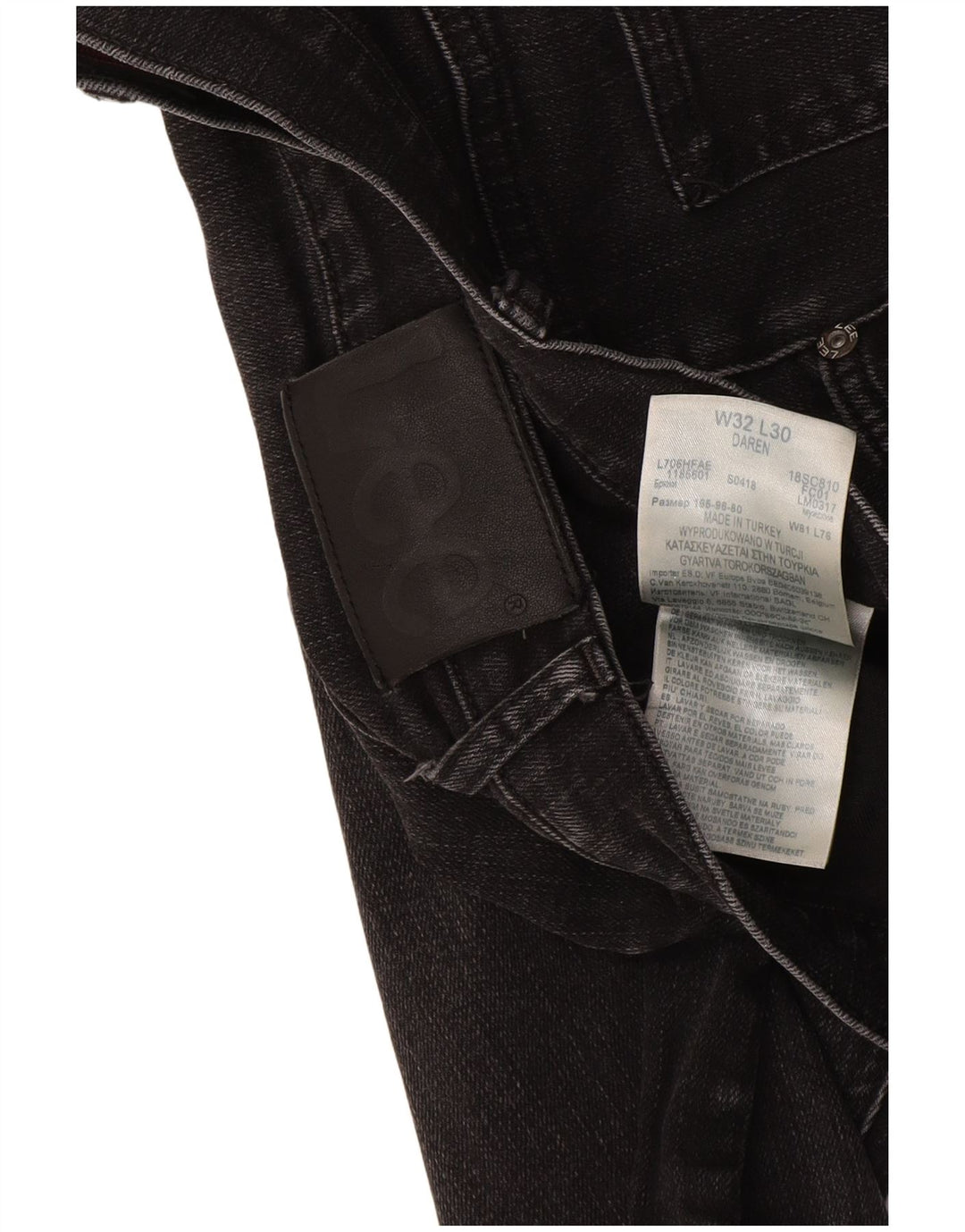 Lee Herren Daren Regular Straight Jeans W32 L30 Schwarze Baumwolle