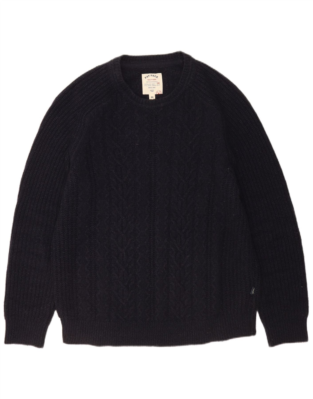 Fat Face Herren-Pullover mit Rundhalsausschnitt, mittlere marineblaue Wolle